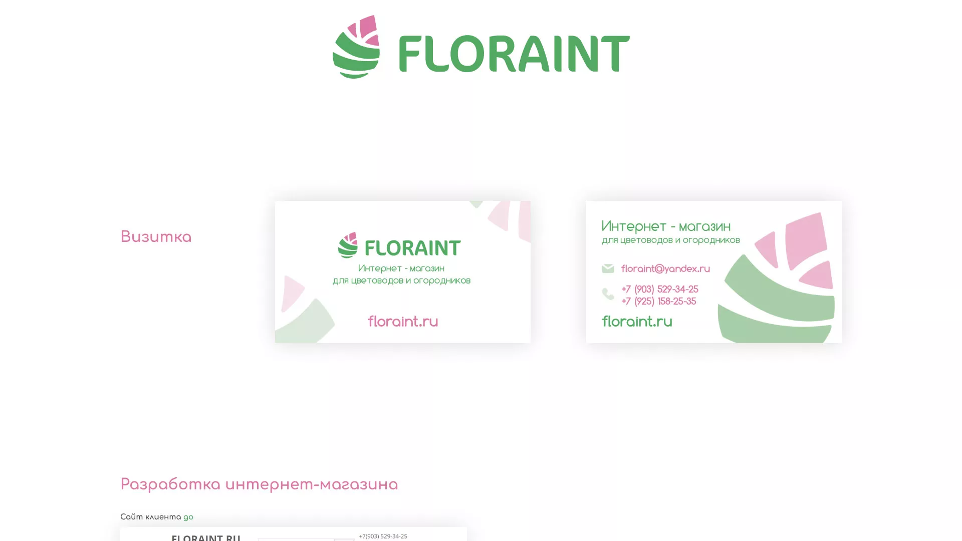 Создание логотипа и интернет-магазина «FLORAINT» в Велиже