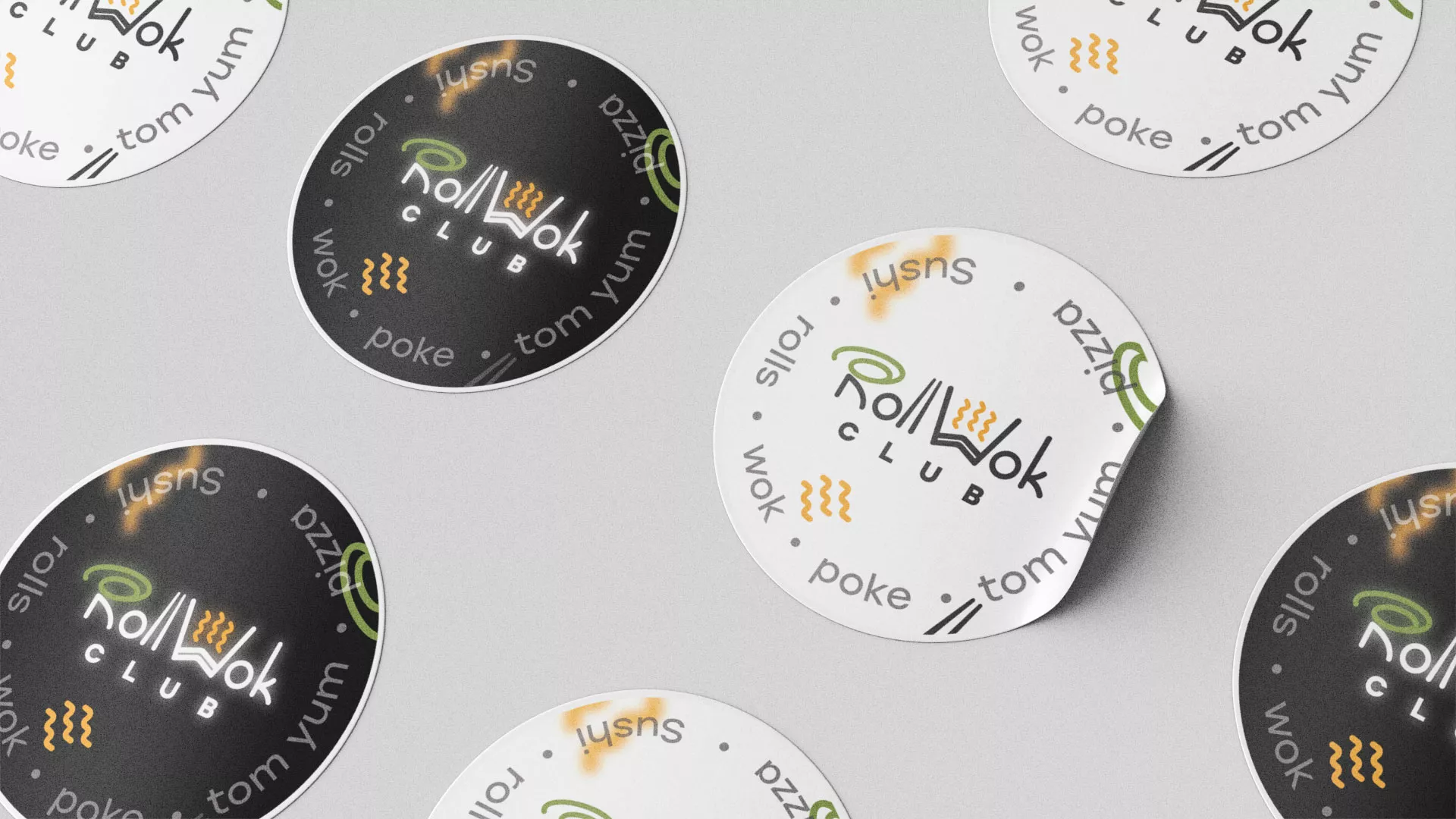 Разработка наклеек для суши-бара «Roll Wok Club» в Велиже
